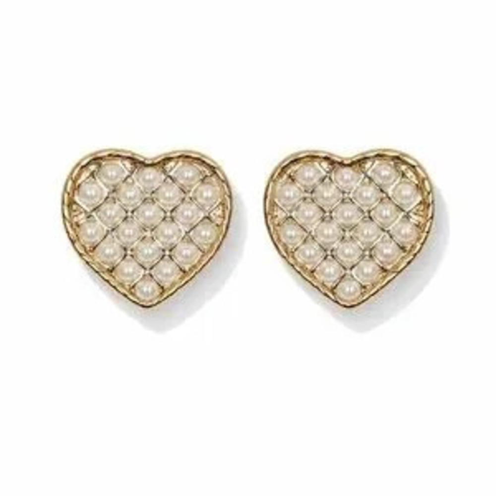 Gold Heart Stud Earrings